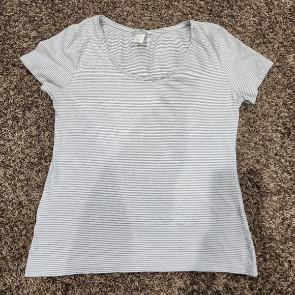 H&M Basic white and blue strips size L - Picture 1 of 5